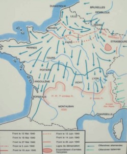 carte de l'invasion allemande en France en juin1940